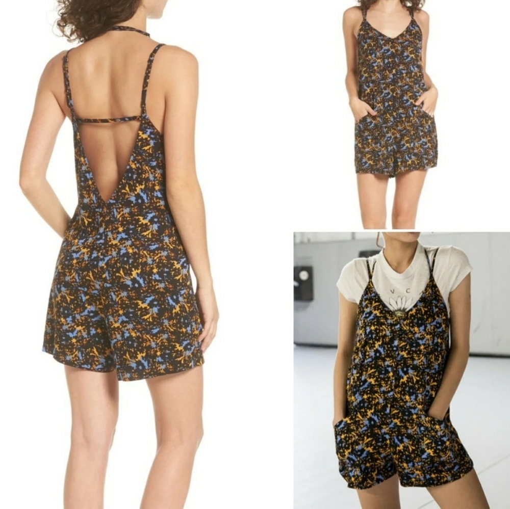 RVCA Nonsense Floral Romper Open Back Small Pocket